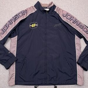 Vintage NASCAR Jimmie Johnson Windbreaker Jacket Men's XL Chase #48 Distressed